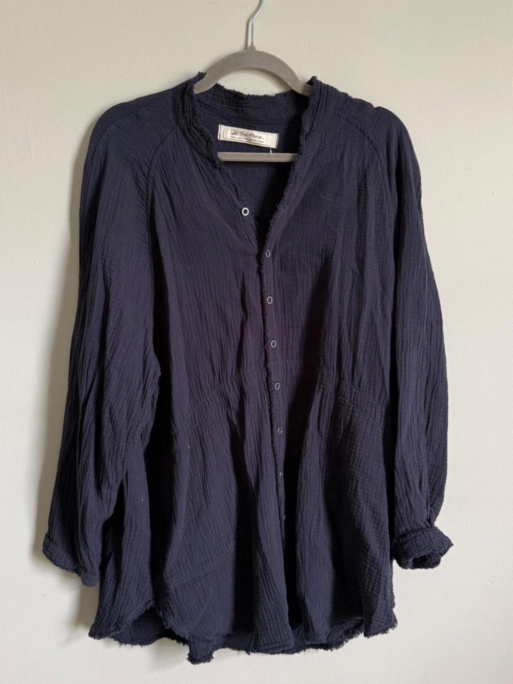 Free People Relaxed Waffle Knit Button-Down Top - Blue grey - Picture 3 of 8